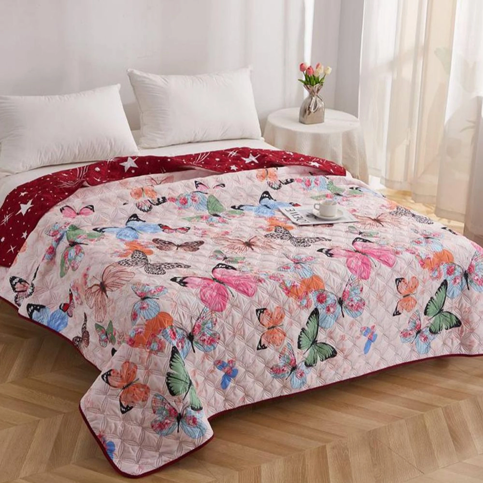 Cuvertura de Pat DUO 200x230 cm - Fluturi Multicolori - CVBS0430X