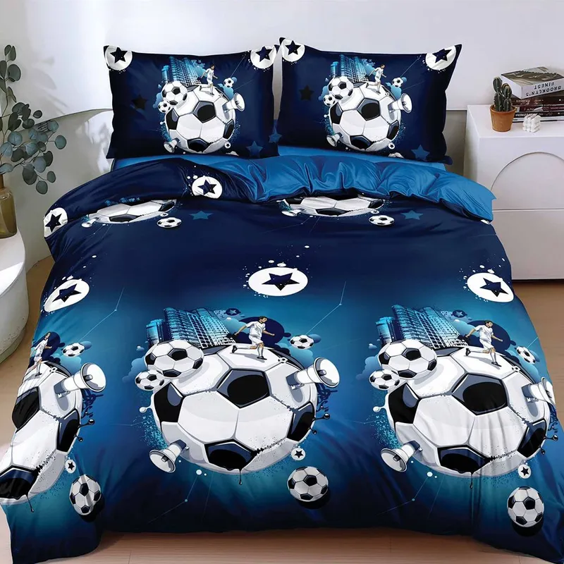 Lenjerie Bumbac Satinat 4 Piese - Minge de Fotbal - LBDP_G080C