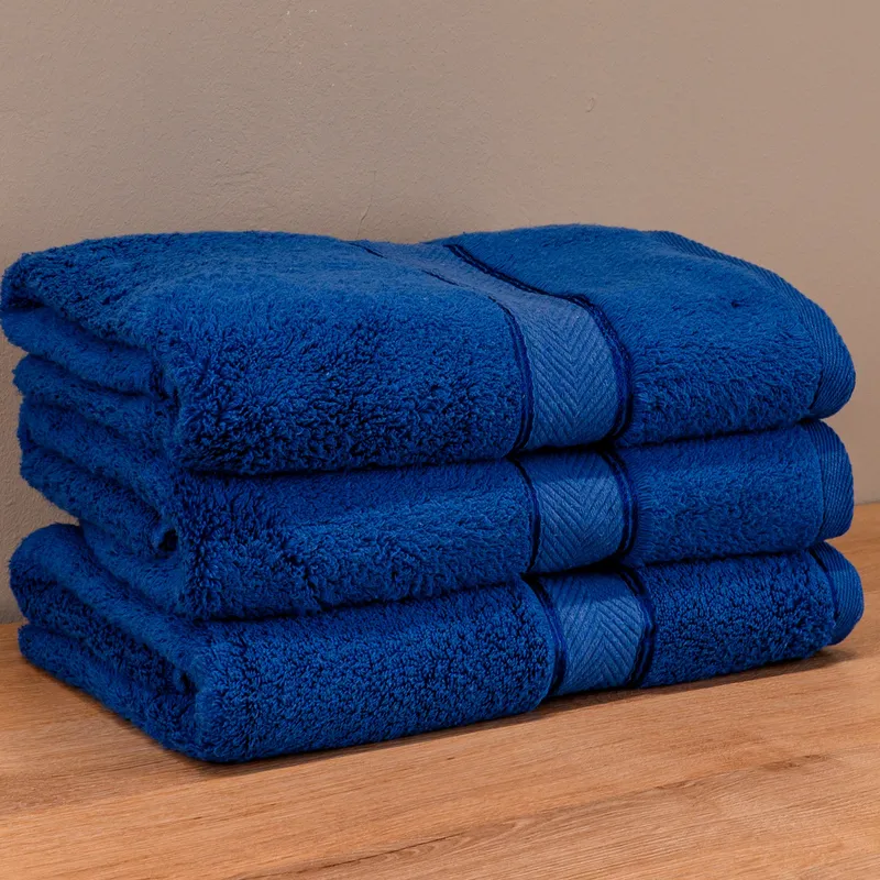 Set 3 Prosoape de Baie Super Pufoase, Albastru, 70x140 cm, Bumbac 100%, Zero Twist, 600g/mp - 3xPRSTL_I053
