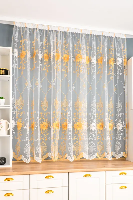 Perdea de Bucatarie Seray Alb cu Crem - PERDB180_PLC