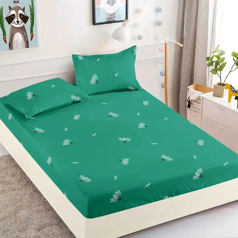 Cearceaf din Finet cu Elastic - 180x200 + 2 Fete Perna - Verde Lotus Zen - CEFJ_L023B