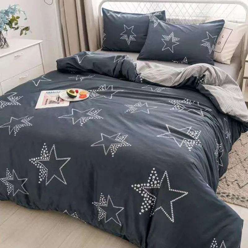 Lenjerie Bumbac Satinat 4 Piese - Gri Star Diamond - LBDP_G136C
