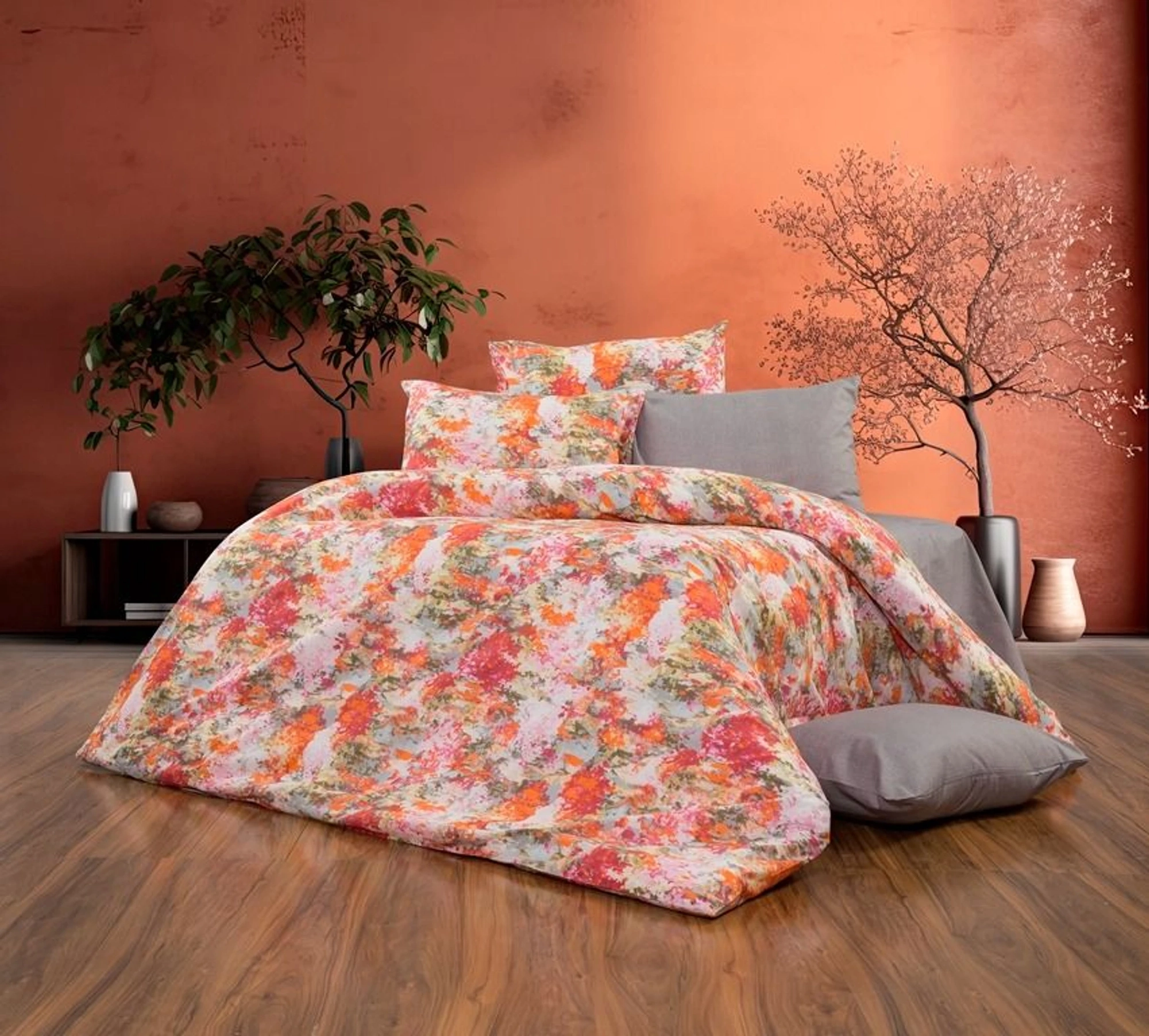 Lenjerie Bumbac 100% 4 Piese - Flori Multicolore - LBUR031
