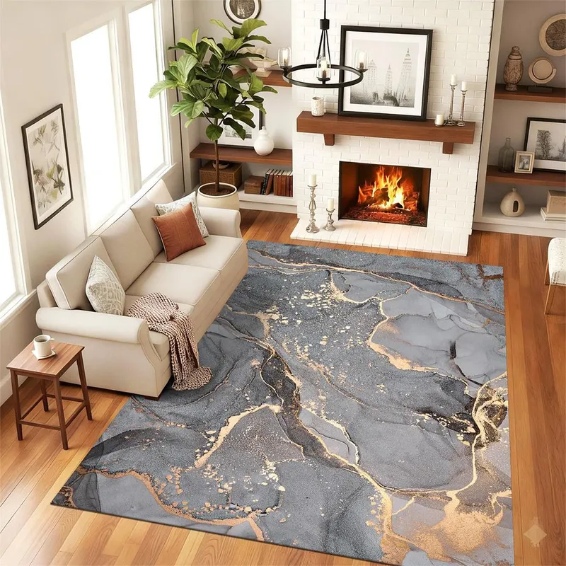 Covor Antiderapant pentru Dormitor 200x300 cm - Gri Find Gold - CVHD103_200x300_CVH
