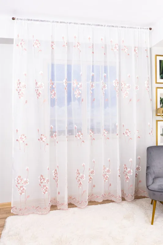 Set 2 Perdele din In Dalia Roz 100x245cm cu Rejansa - PERD0106A_100x245_ATL