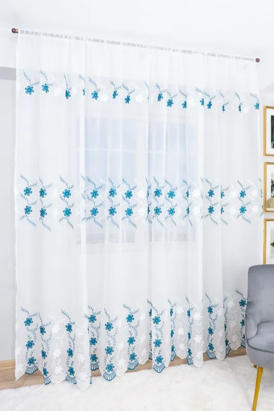 Set 2 Perdele Mystic Charm din In Turcoaz 100x245cm cu Rejansa - PERD076E_100x245_ATL