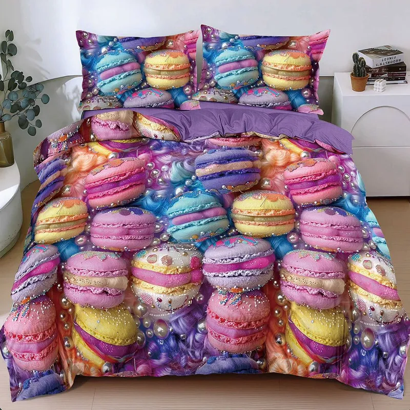 Lenjerie Bumbac Satinat cu Elastic 4 Piese - Macarons Mov - LBDEP_G128B