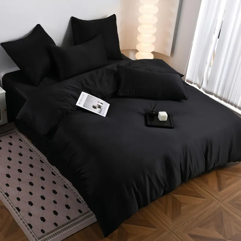 Lenjerie Premium 6 Piese din Matase - Negru Intens - LPMN_B167B
