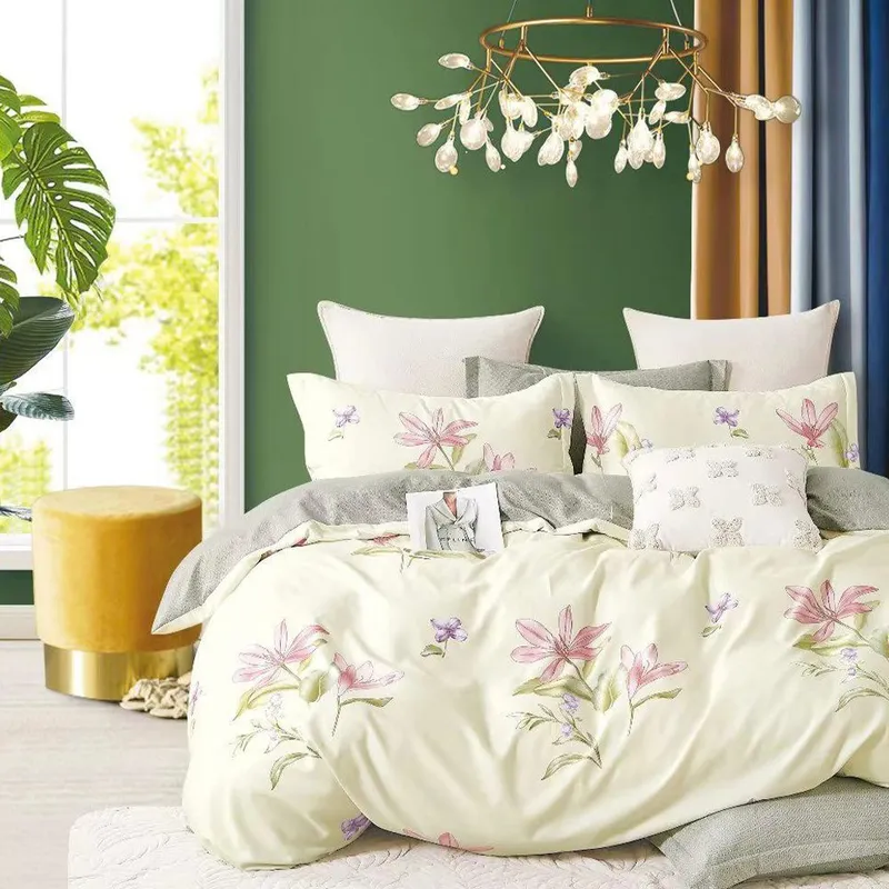 Lenjerie Finet 6 Piese - Crem cu Flori Roz - LFS_D113-15