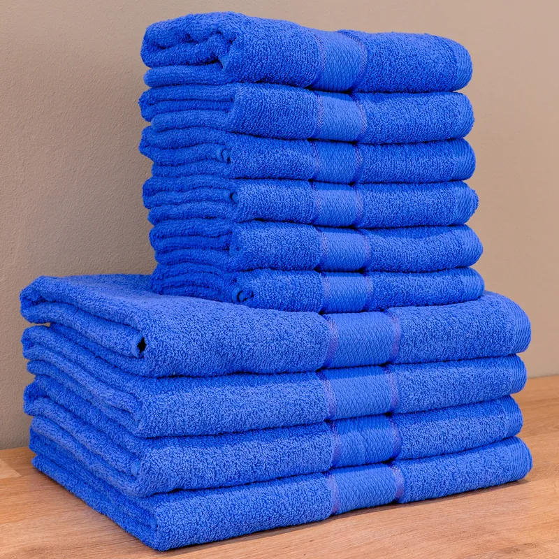 MegaPack - Set 10 Prosoape Albastru Regal - Bumbac 100% - 6 pentru Față si Mâini 50x90cm + 4 pentru Corp 70x140cm - 6xPRSM010_4xPRSL010