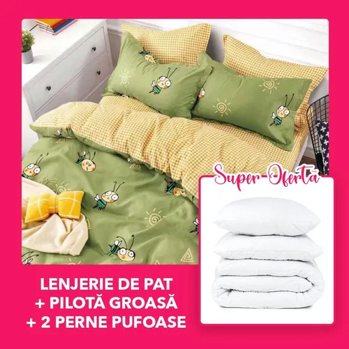 Pachete Lenjerie + Pilota + 2 Perne