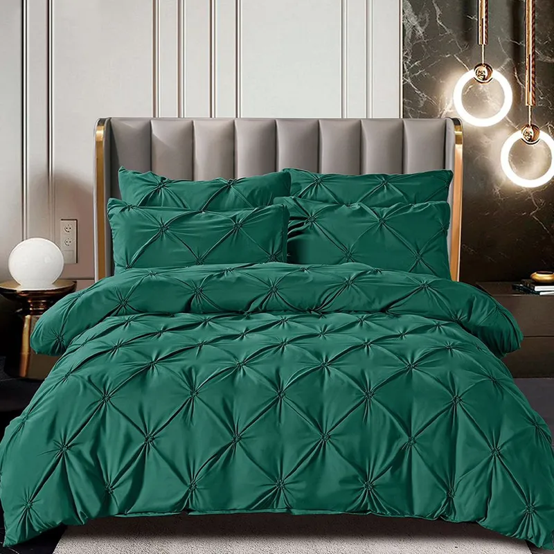 Lenjerie Brodata Finet Premium cu Elastic 160/180x200 - Verde - LFEPJ_H025