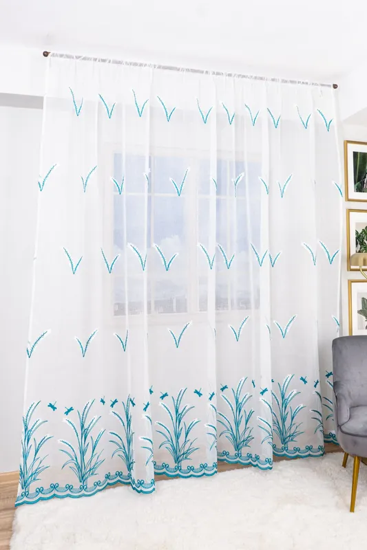 Set 2 Perdele din In Valeria Turcoaz 100x245cm cu Rejansa  - PERD0116_100X245_ATL