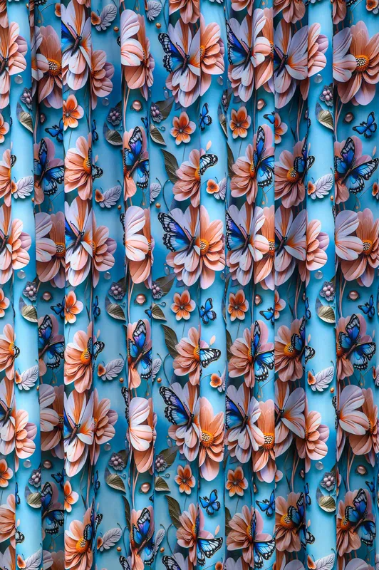 Perdea din Matase 3D Flower - PERD195_PLC