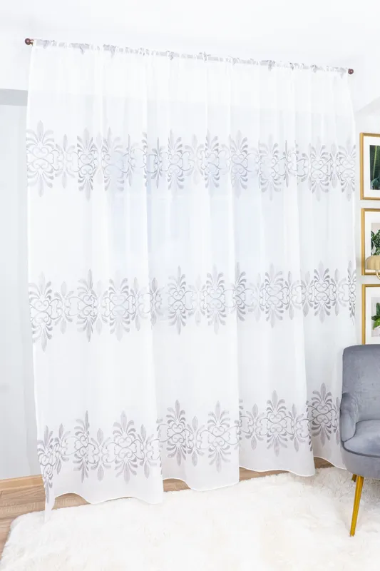 Set 2 Perdele din In Model Gri 100x245cm cu Rejansa - PERD024A_100x245_ATL