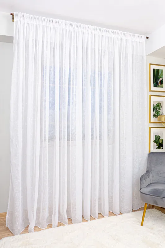 Set 2 Perdele din In Alb Premium 150x135cm cu Rejansa - PERD058_150x135_ATL