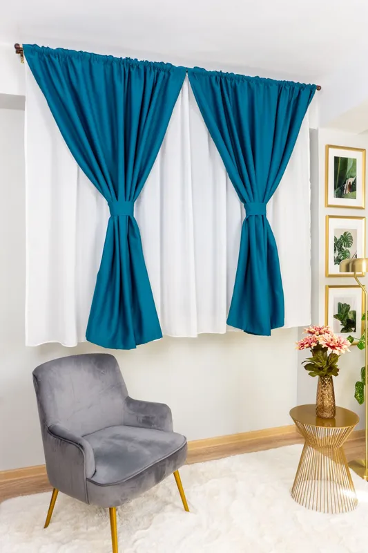 Draperie Scurta Blackout Turcoaz Elegant - BOTD001S_PLC