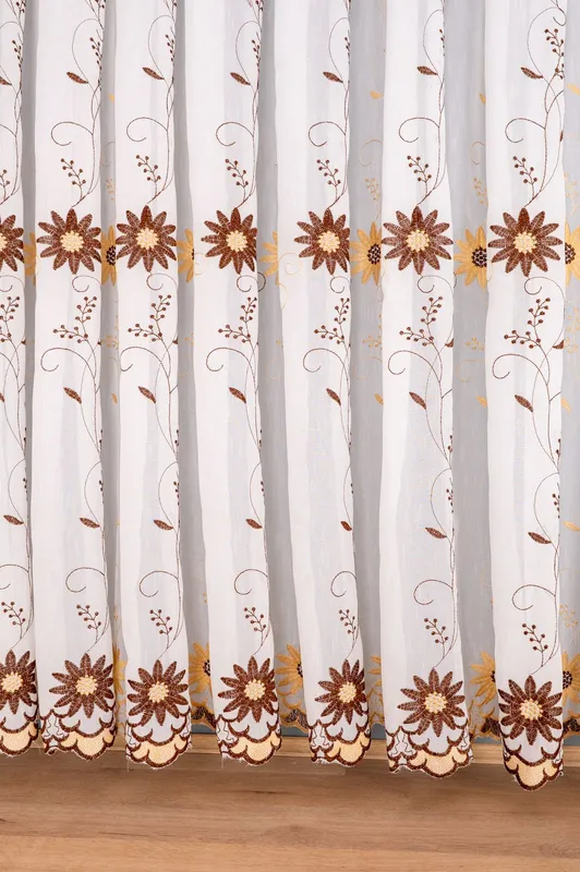 Perdea din In Floare de Colt Maro cu Bej - PERD0110A_PLC