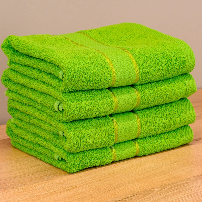 Set Prosoape 3+1 GRATIS - Verde Lime, Bumbac 100%, Medii - 50x90 cm. Ideale pentru Față și Mâini, Uscare Rapidă și Textură Pufoasă - 420g/mp - PRSM016