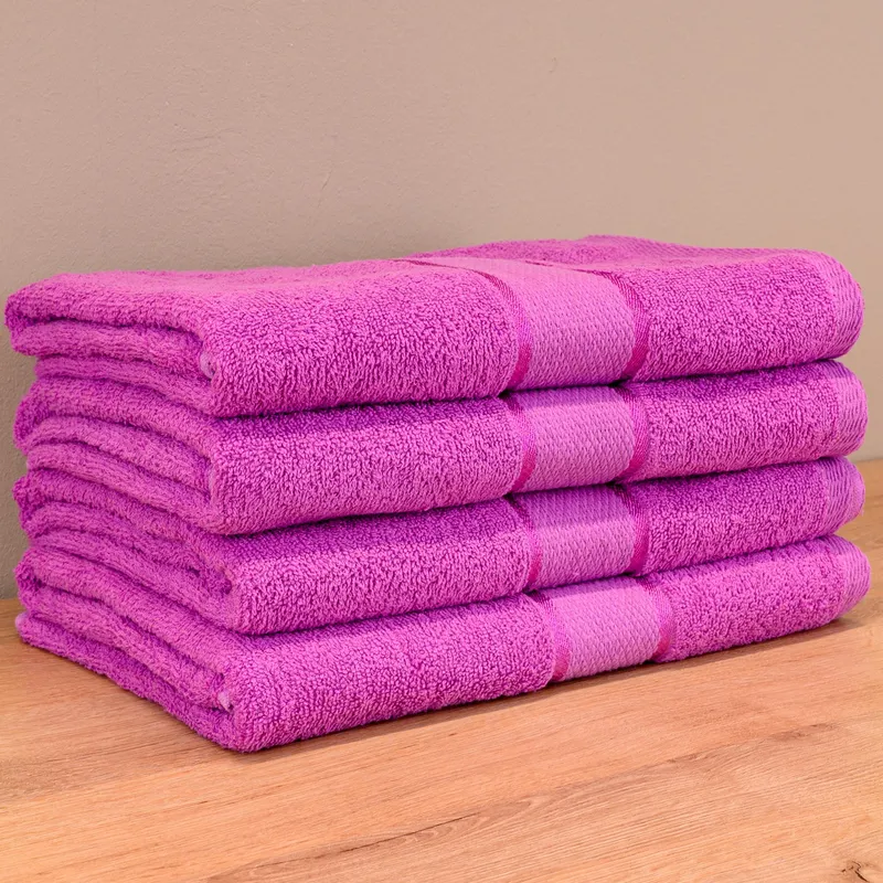 Set Prosoape 3+1 GRATIS - Mov Ametist, Bumbac 100%, Mari - 70x140 cm. Pentru Corp, Uscare Rapidă și Textură Pufoasă - 420g/mp - PRSL013