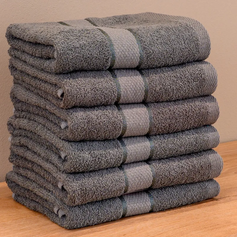 Set Prosoape 5+1 GRATIS - Gri Deschis, Bumbac 100%, Medii - 50x90 cm. Ideale pentru Față și Mâini, Uscare Rapidă și Textură Pufoasă - 420g/mp - PRSM011