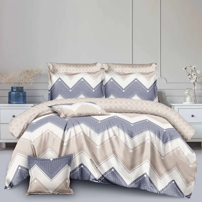 Lenjerie Finet Gros 8 Piese - Zig-Zag Albastru si Gri - LF8S_D109