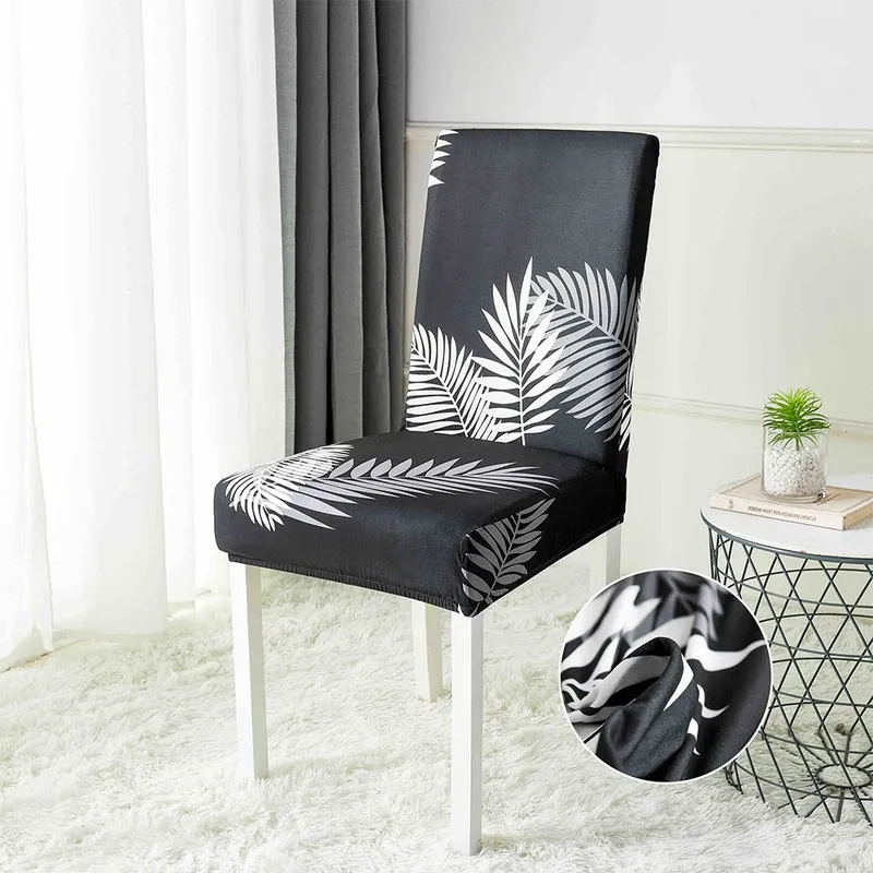 Set 5+1 GRATIS Huse de Scaun Universale  - Neagra cu Frunze - HS60087