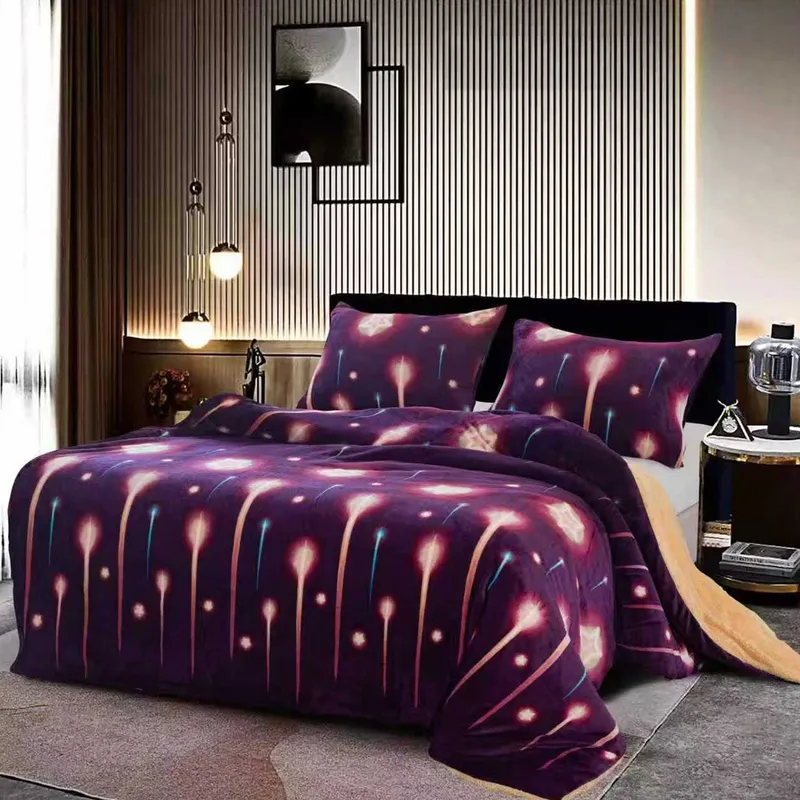 Pilota Cocolino cu Blanita, 200x230cm + 2 Fete de Perna 50x70cm - Noapte Violet - PM_P043B