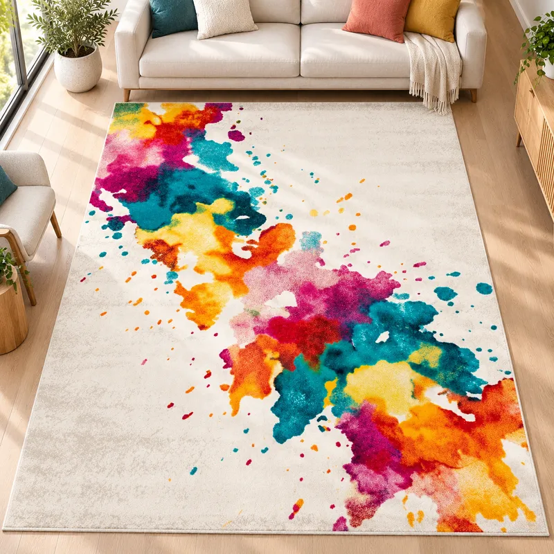 Covor Living Vals, Viu Colorat, Crem - Portocaliu, 160x230 cm, Polipropilena - T036