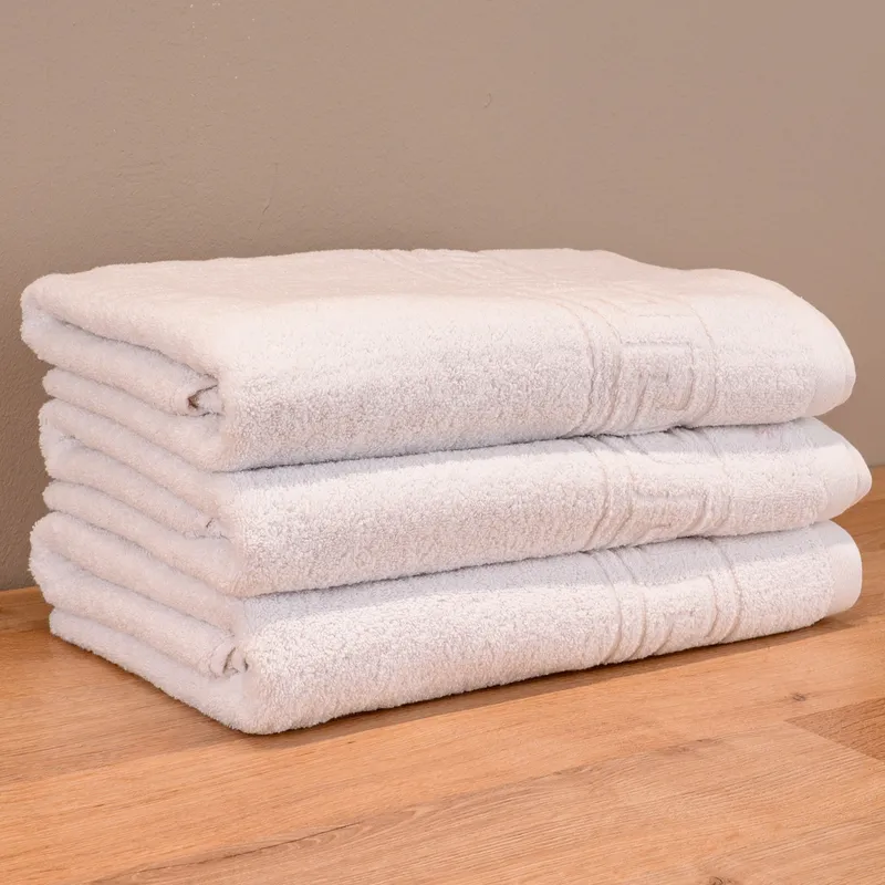 Set 3 Prosoape de Baie Atena din Bumbac 100%, Albe, 70x140 cm, Bumbac 100%, Greek Border, 600g/mp - 3xPRSAL_I041
