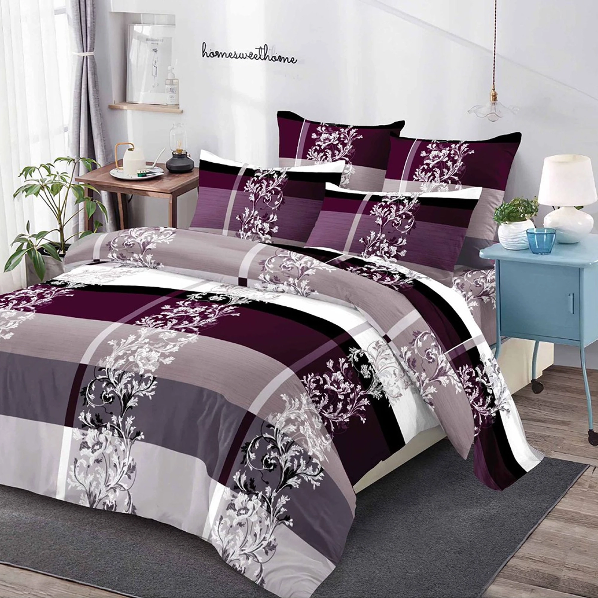 Lenjerie Finet 6 Piese - Bordo cu Flori - LFS_C039C