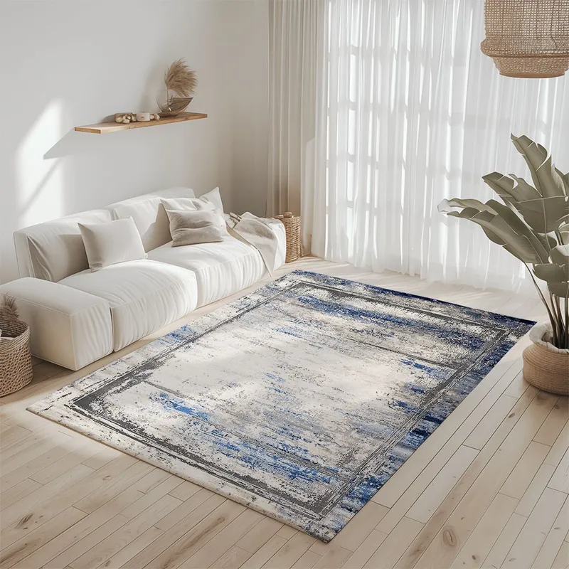 Covor pentru Dormitor 200x300 cm - Vitange Frame Albastru - CVHD088_200x300_CVH