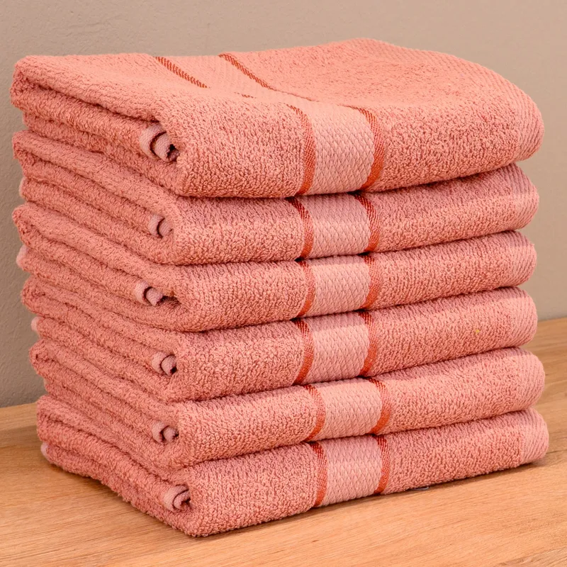 Set Prosoape 5+1 GRATIS - Roz Pudra, Bumbac 100%, Medii - 50x90 cm. Ideale pentru Față și Mâini, Uscare Rapidă și Textură Pufoasă - 420g/mp - PRSM018