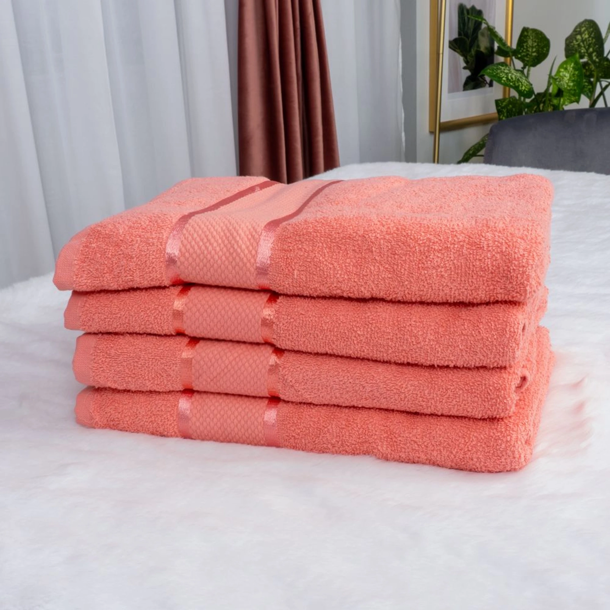 Set 4 Prosoape Corai din Bumbac 100% - 70x130 cm - 400g/mp - PRSL007
