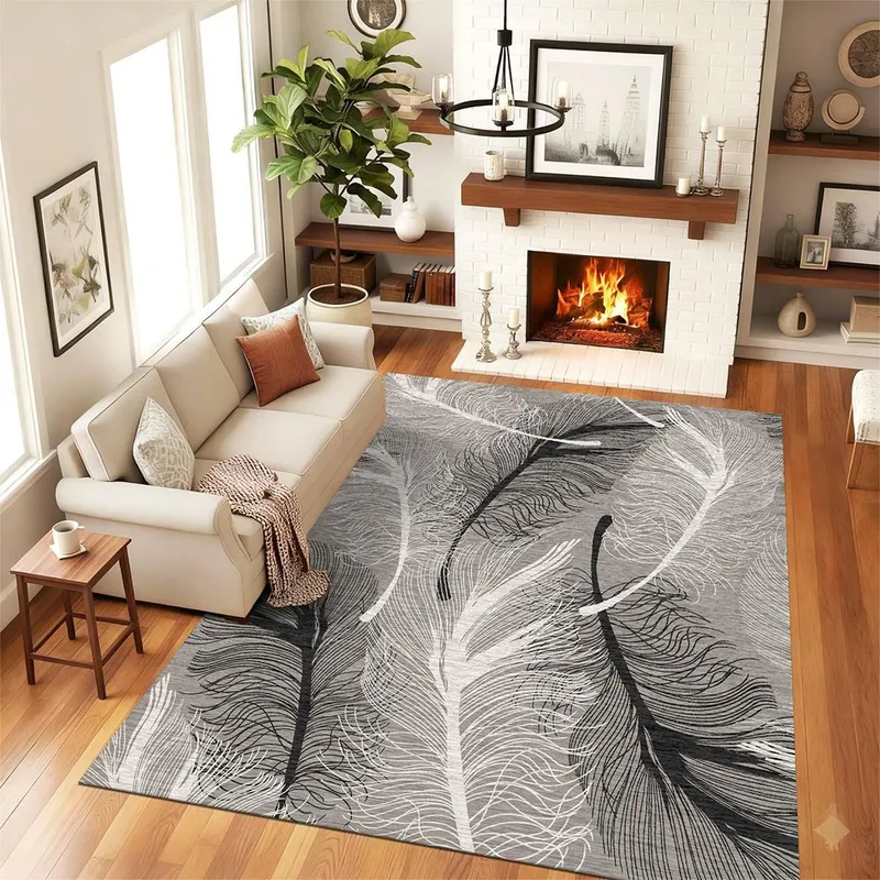 Covor Antiderapant pentru Dormitor 120x180 cm - Dansul Penelor - CVHD099_120x180_CVH