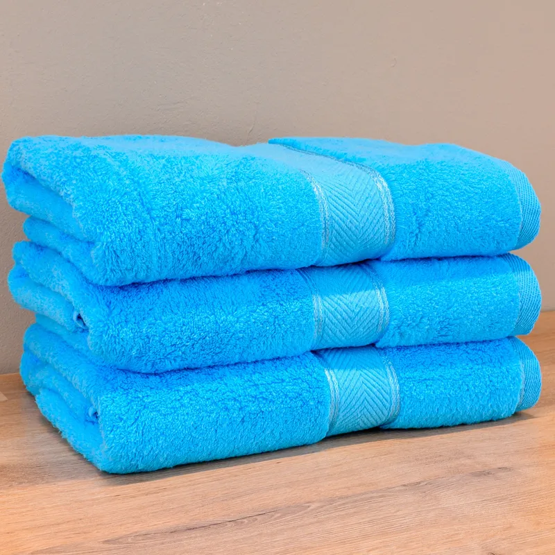 Set 3 Prosoape de Baie Super Pufoase, Turcoaz, 70x140 cm, Bumbac 100%, Zero Twist, 600g/mp - 3xPRSTL_I052