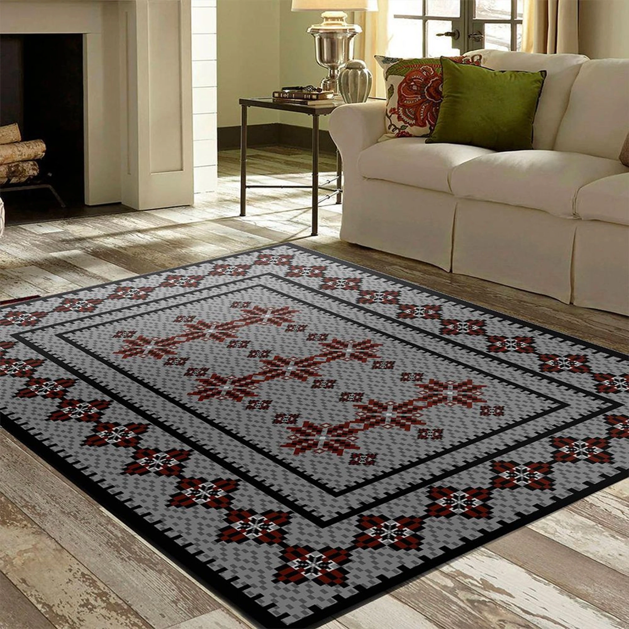 Covor Antiderapant pentru Dormitor 120x180 cm - Flori Traditionale - CVHB048_120x180_CVH