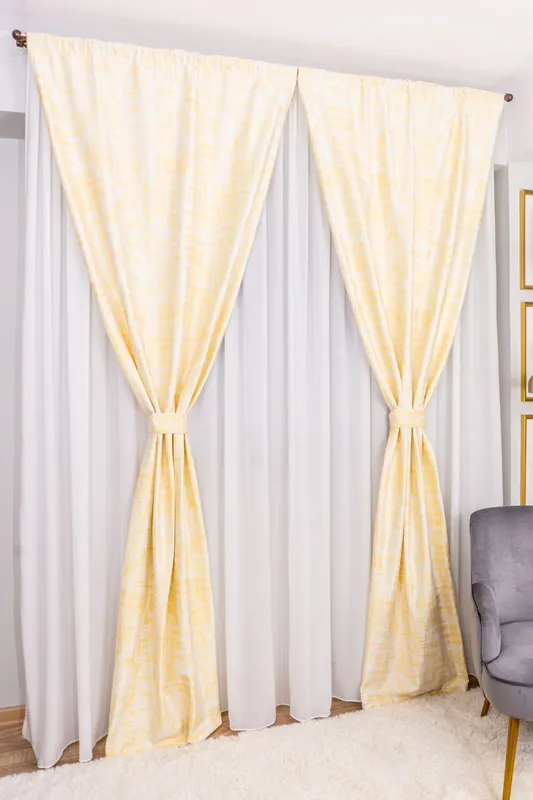 Set 2 Draperii din Catifea Crem Intens Striat 100x245cm cu Rejansa - CTFD051_100x245_ATL_EMG