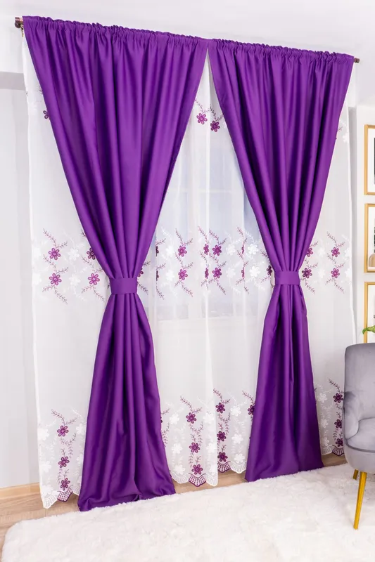 Set Zeina - Perdea Mystic Charm din In Mov PERD041A_300X245_D2_10_ATL si  Draperie Blackout Mov Royal - BOTD013_145X245_C2_14_ATL cu Rejansa Set_ATL