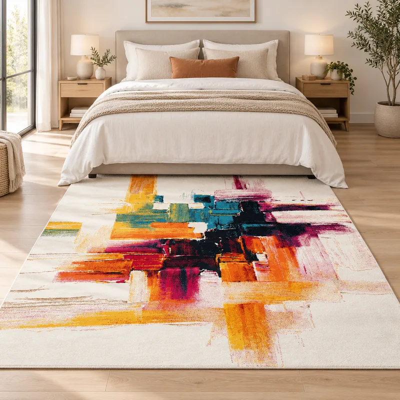 Covor Living Canvas, Viu Colorat, Crem - Portocaliu, 160x230 cm, Polipropilena - T037