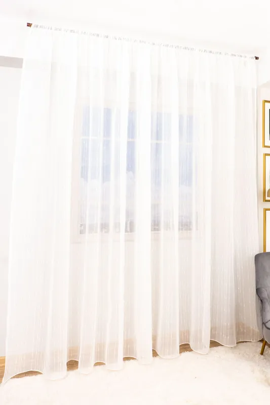 Set 2 Perdele Alb Regal Picaturi Cristal 150x245cm cu Rejansa - PERD009A_150x245_ATL
