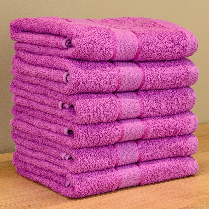 Set Prosoape 5+1 GRATIS - Mov Ametist, Bumbac 100%, Medii - 50x90 cm. Ideale pentru Față și Mâini, Uscare Rapidă și Textură Pufoasă - 420g/mp - PRSM013