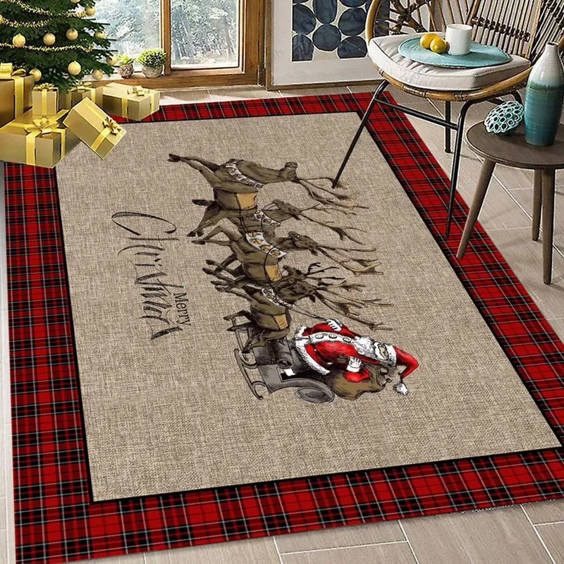 Covor Antiderapant pentru Dormitor 80x150 cm - Mos Craciun si Sania - CVHD078_80x150_CVH