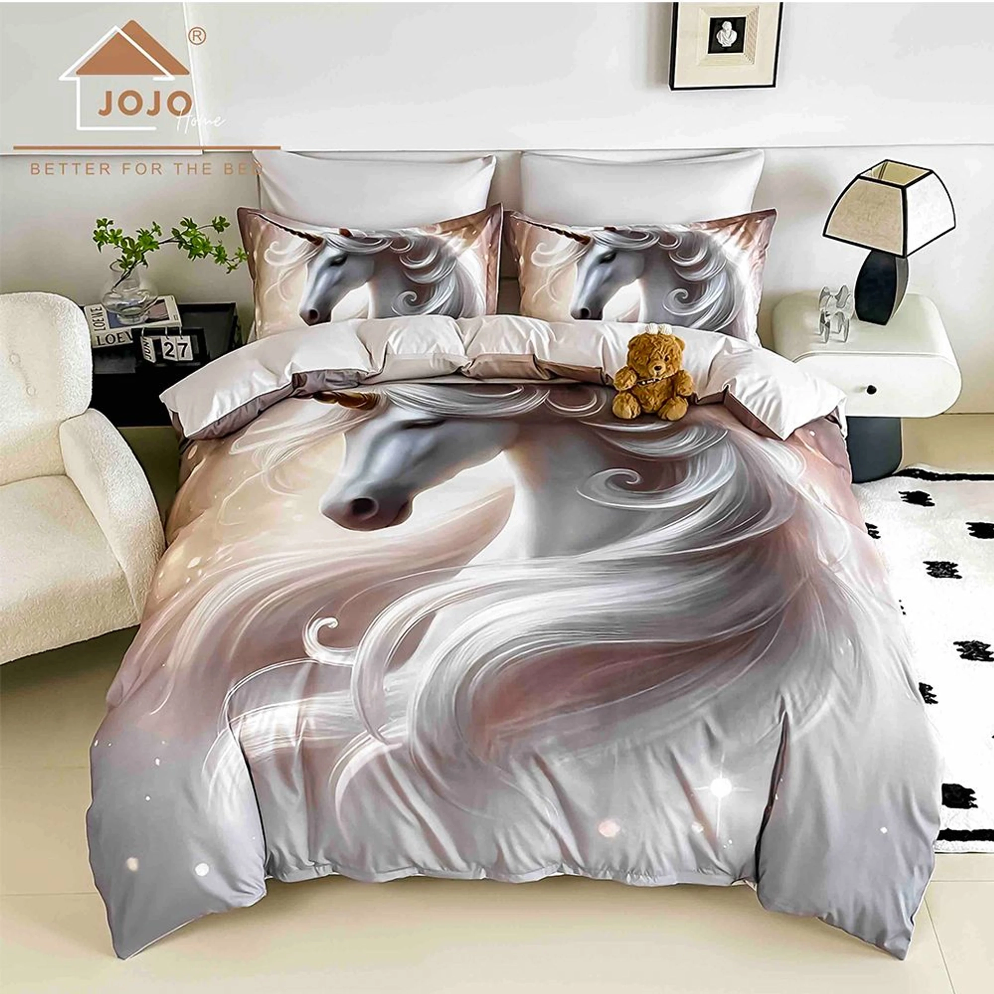 Lenjerie 6 Piese Bumbac Finet 5D cu Elastic - Unicorn Roz Pstel - LFDEJ_O017B