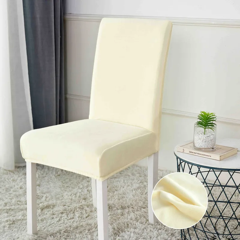 Set 5+1 GRATIS Huse Catifea Scaune Universale  - Crem - HS60061