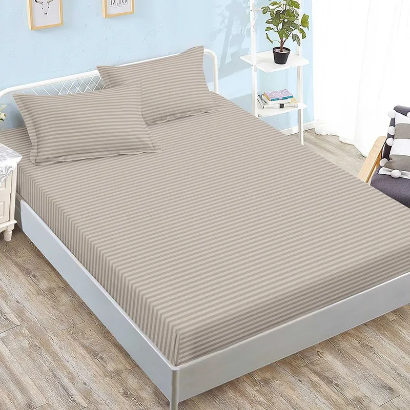 Cearceaf din Bumbac Satinat cu Elastic - 180x200 + 2 Fete Perna - Fluturi si Trandafiri Lila - CEFN_L102C