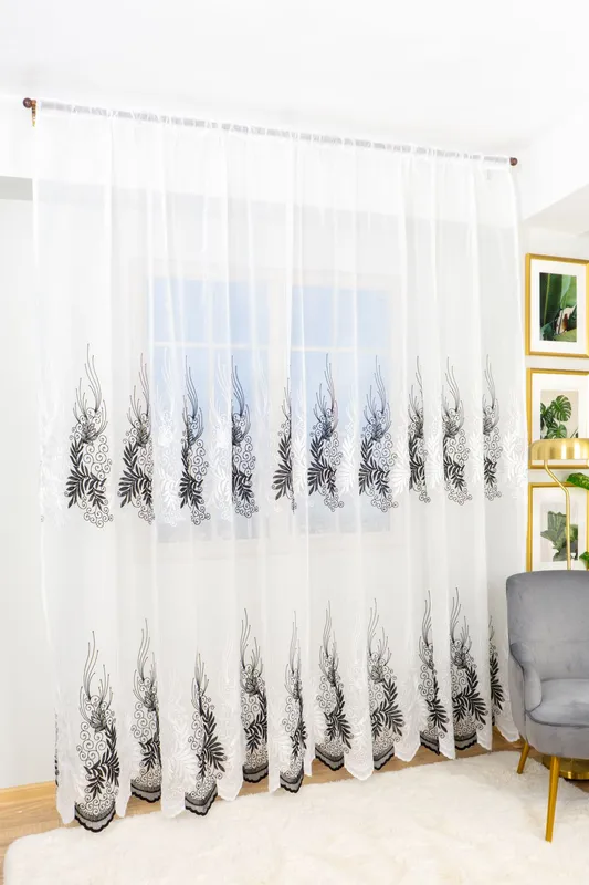 Set 2 Perdele din In Cora Negru Regal 100X135cm cu Rejansa - PERD0130_100X135_ATL