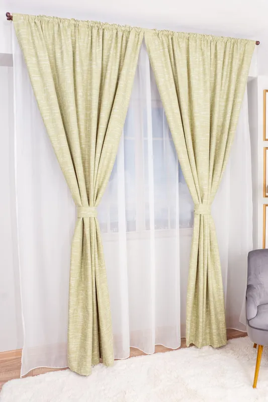 Set 2 Draperii Twill Texturat Verde 100x245cm cu Rejansa - BOTD072A_100x245_B1_11_ATL