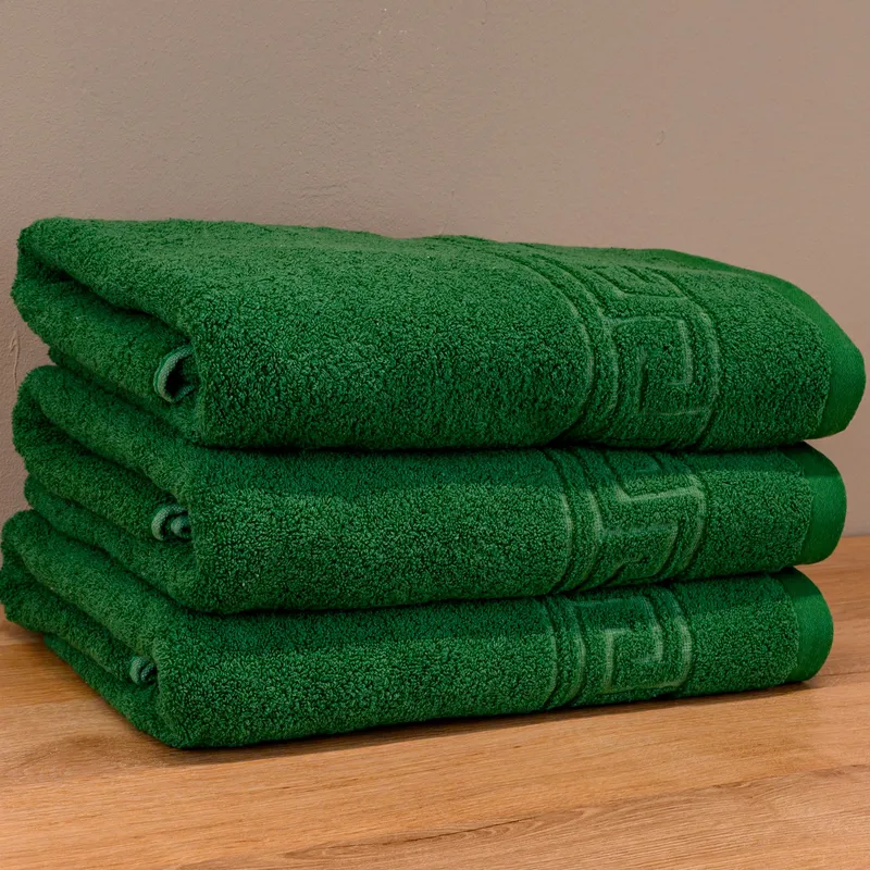Set 3 Prosoape de Baie Atena din Bumbac 100%, Verde Rai, 70x140 cm, Bumbac 100%, Greek Border, 600g/mp - 3xPRSAL_I042