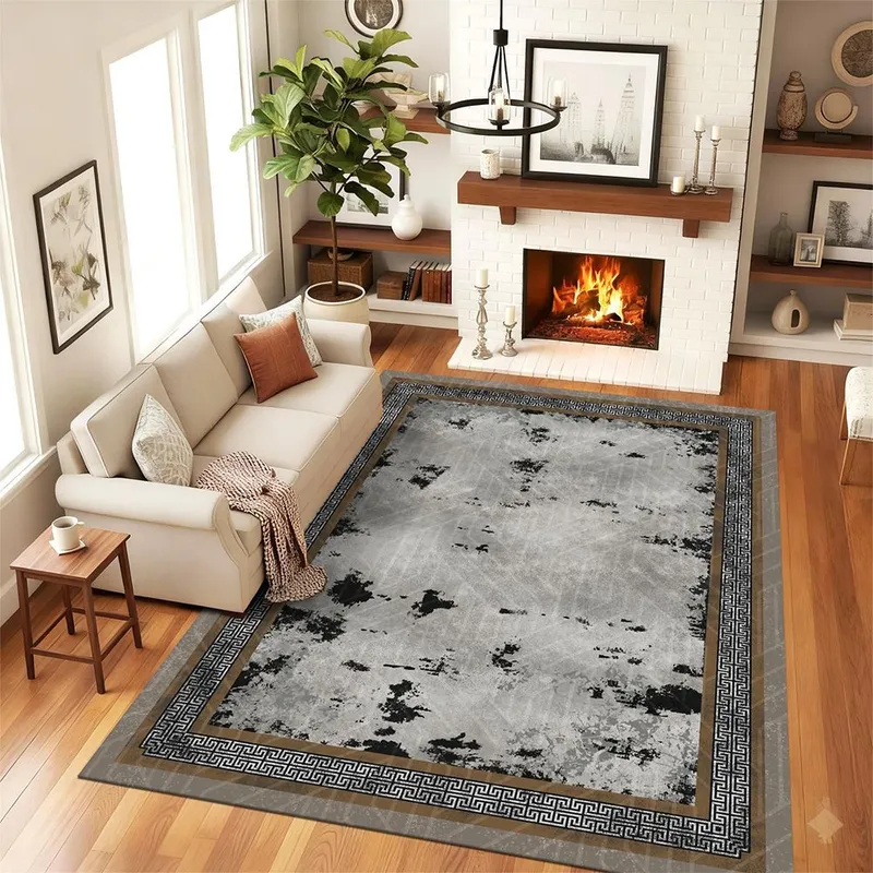 Covor Antiderapant pentru Dormitor 120x180 cm - Labirint Maro - CVHD097_120x180_CVH